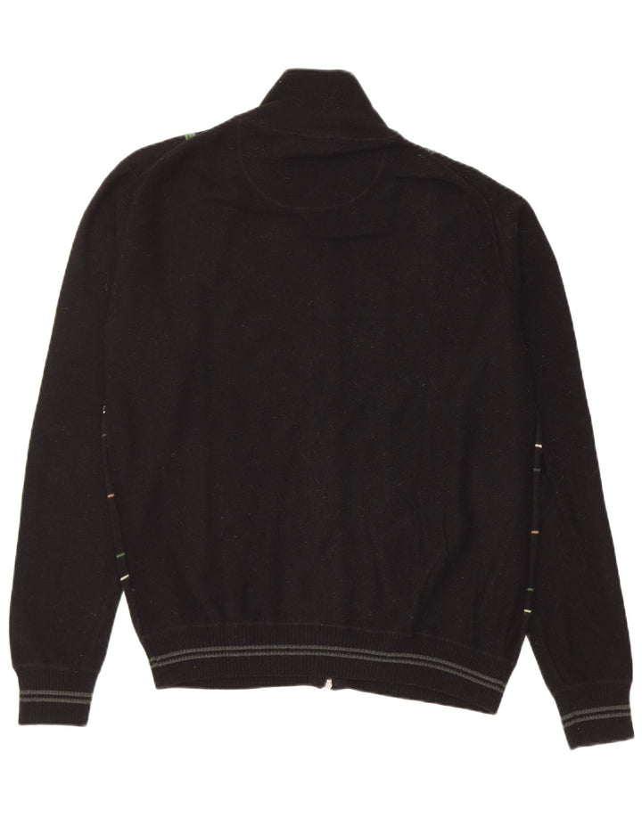 Ocean Star Cardigan pour homme en laine rayée noire moyenne