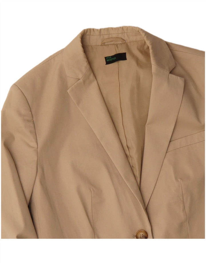 BENETTON Veste Blazer 2 Boutons Femme IT 42 Coton Beige Moyen