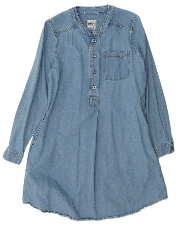 Fat Face Robe en jean à manches longues pour femme UK 8 Petit Bleu Coton