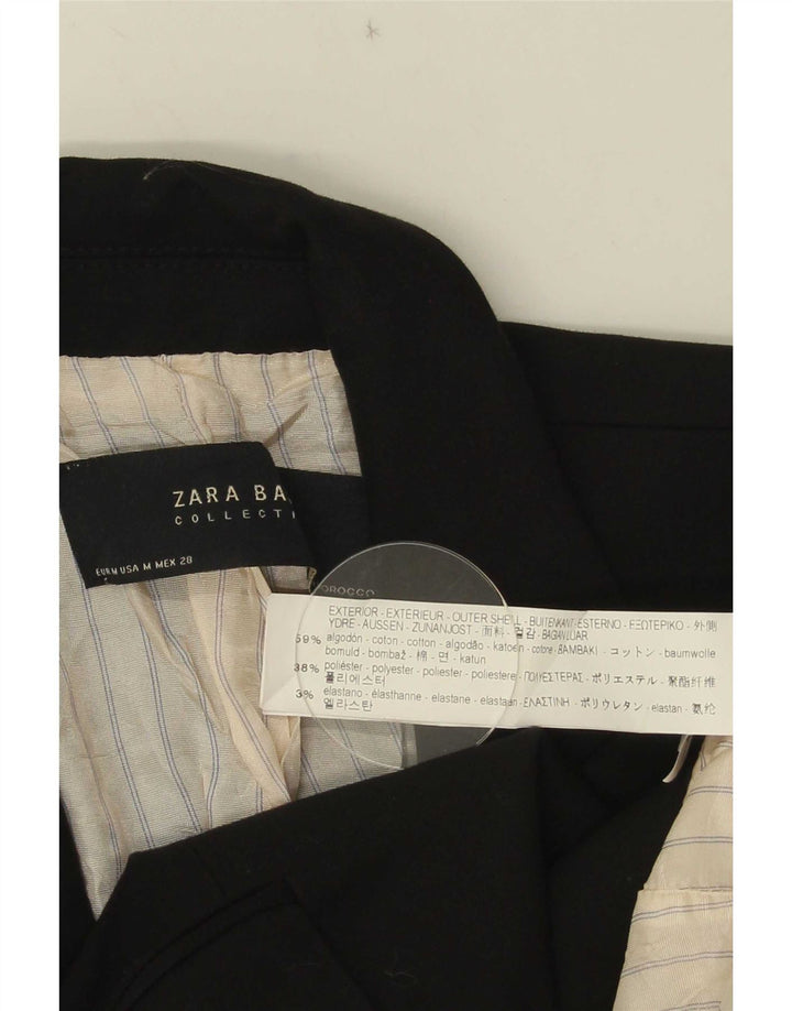 Zara Veste Blazer 1 Bouton Femme UK 12 Coton Noir Moyen