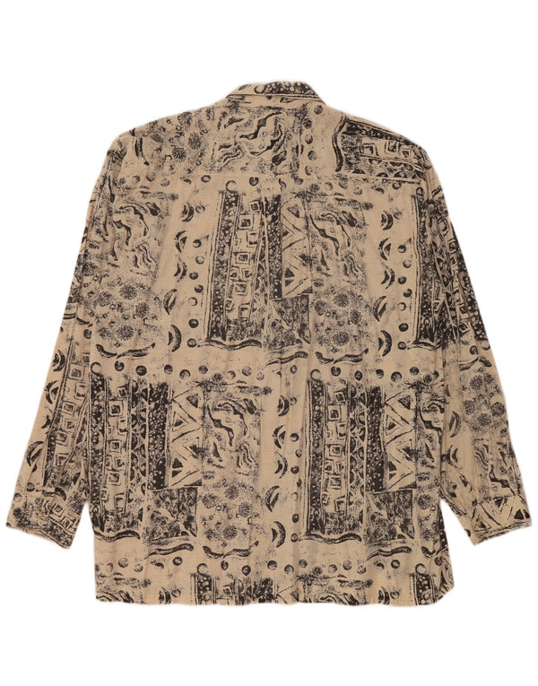 vintage Chemise Homme Taille 41/42 16 1/2 Grande Viscose Géométrique Beige