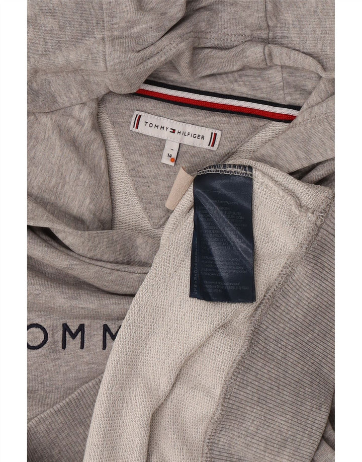 TOMMY HILFIGER Pull à capuche graphique fille 13-14 ans Gris Moucheté Coton