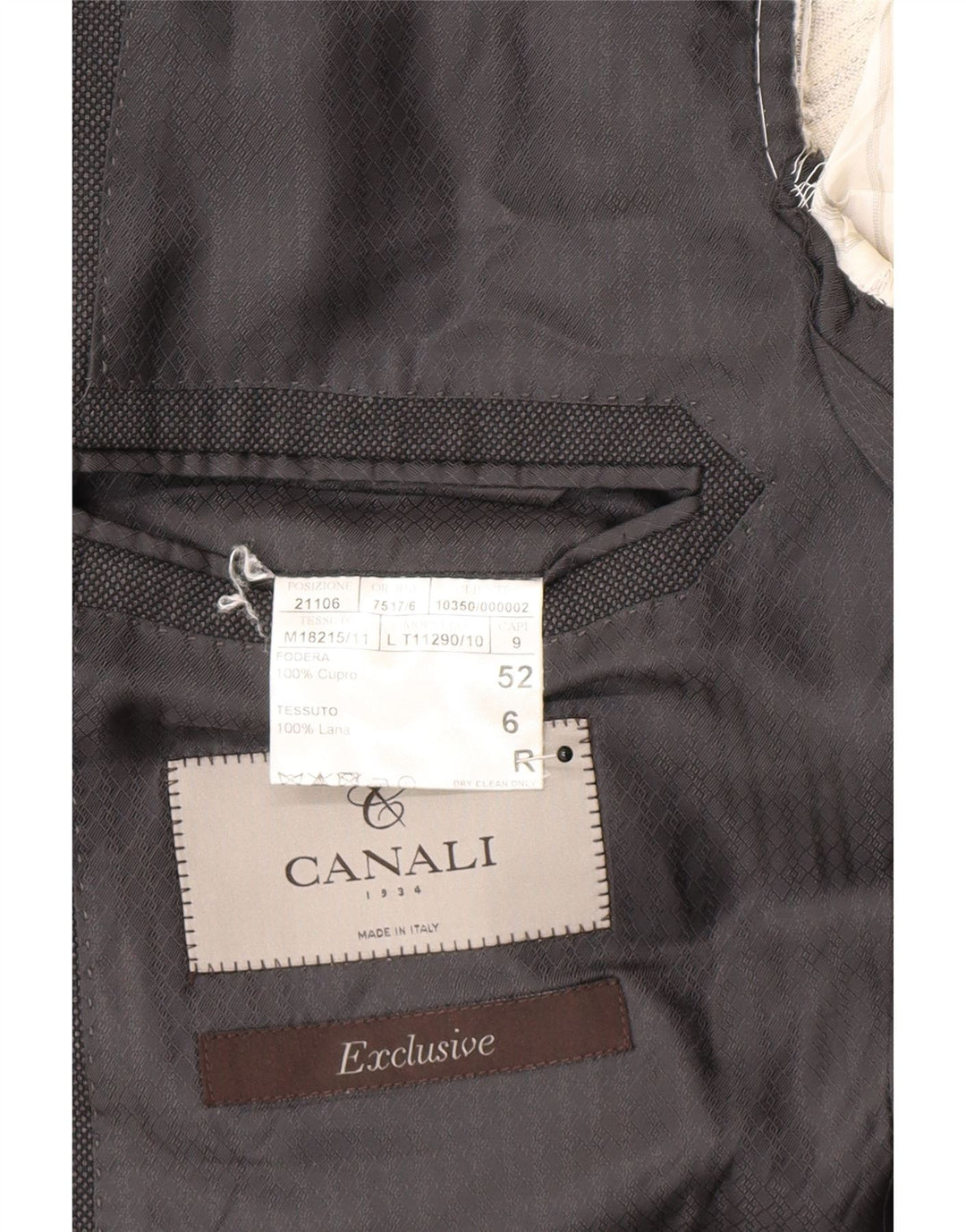 Canali Veste Blazer 2 Boutons Homme IT 52 XL Gris Laine