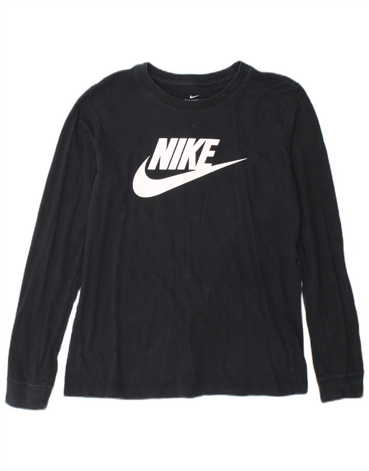 Nike Haut graphique à manches longues pour femme UK 10 Petit coton noir