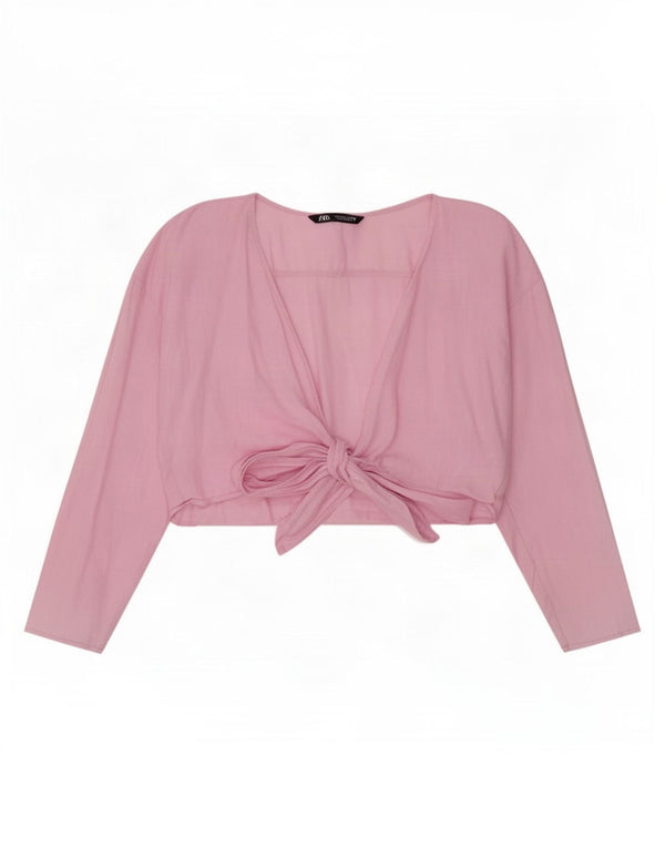 Zara Womens Long Sleeve Wrap Cardigan Top UK 14 Grand Lin Rose