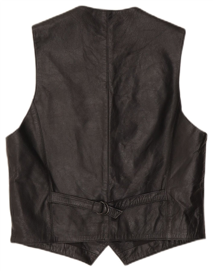 gilet en cuir homme vintage IT 50 Moyen Noir