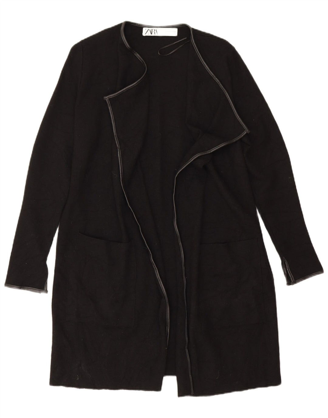 Zara Womens Open Pardessus UK 12 Moyen Noir Viscose
