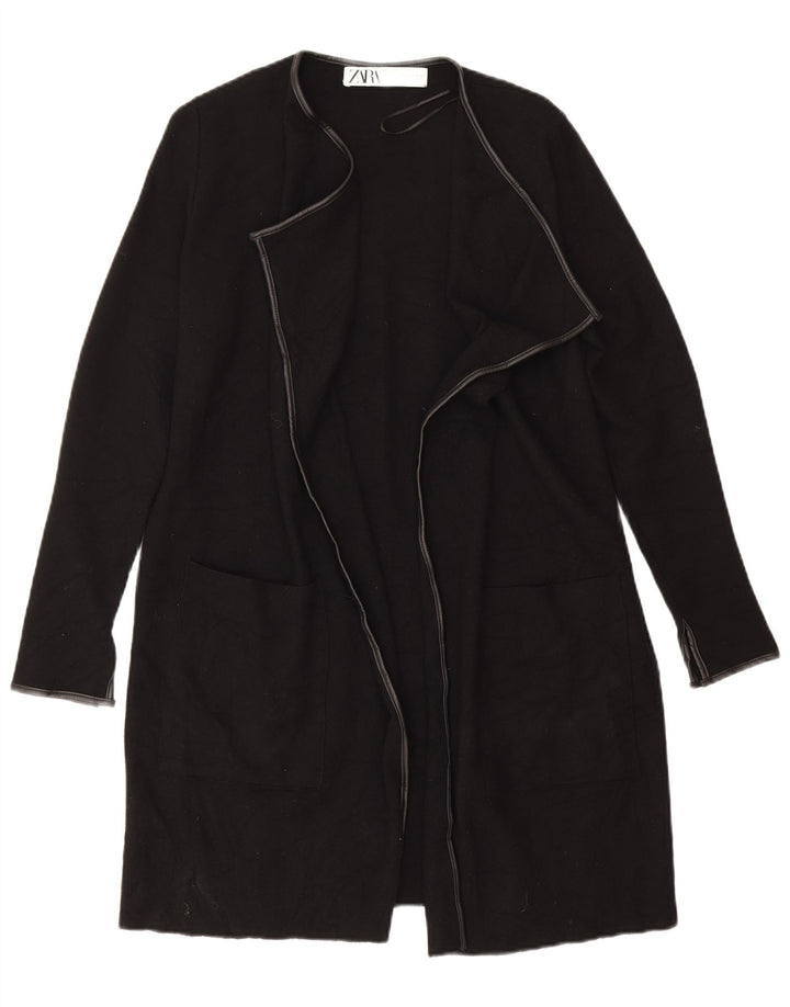 Zara Womens Open Pardessus UK 12 Moyen Noir Viscose