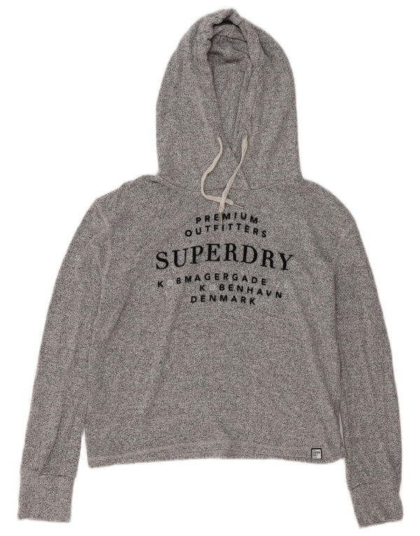 Superdry Pull à capuche surdimensionné graphique pour femme UK 10 petit gris moucheté
