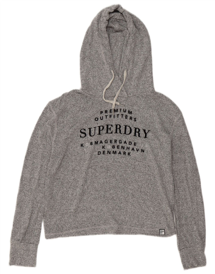 Superdry Pull à capuche surdimensionné graphique pour femme UK 10 petit gris moucheté