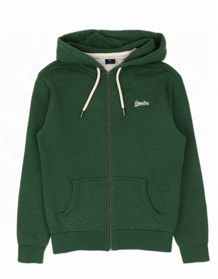 Superdry Pull à capuche zippé en coton vert moyen |