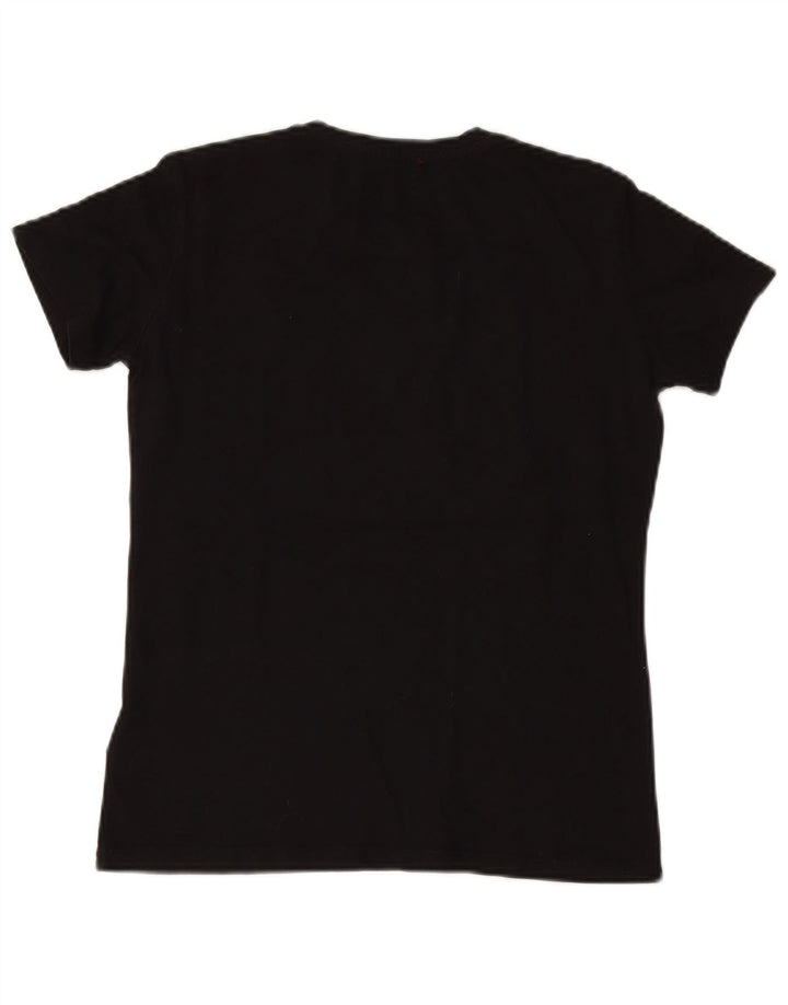 GUESS T-shirt graphique pour femme UK 12 en coton noir moyen
