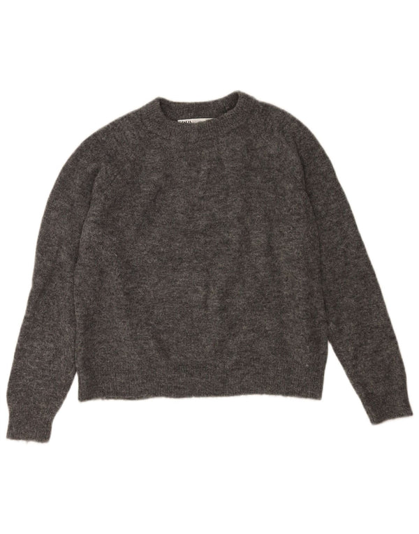 Zara Pull surdimensionné à col bateau pour femme UK 10 Petit nylon gris