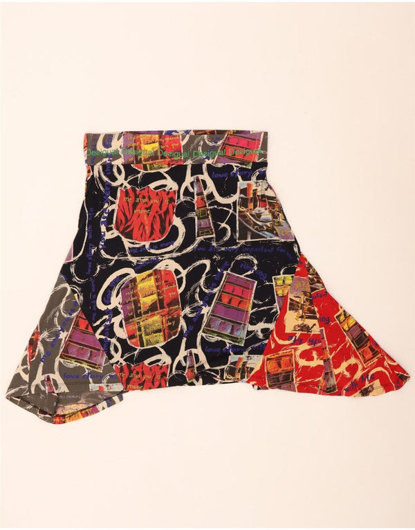 Desigual Femme Jupe Asymétrique Graphique XL W36 L21 Coton Multicolore
