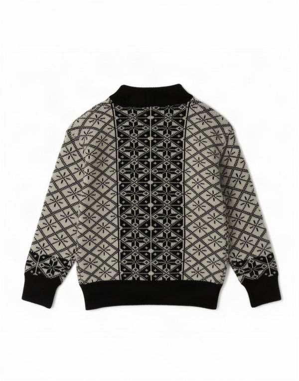 Pull vintage à col roulé pour garçon 7-8 ans Noir Géométrique Spandex