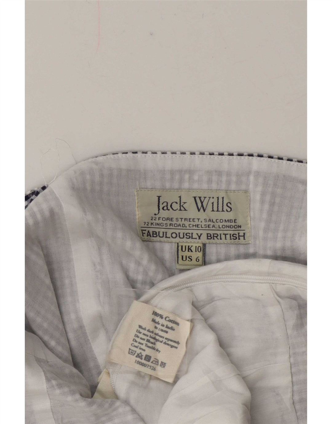 Jack Wills Combishort régulier sans manches pour femme UK 10 Petit coton à carreaux bleu