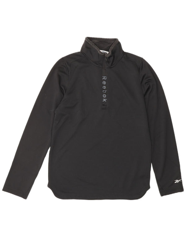 REEBOK Haut de survêtement à col zippé graphique pour hommes Petit noir Polyester