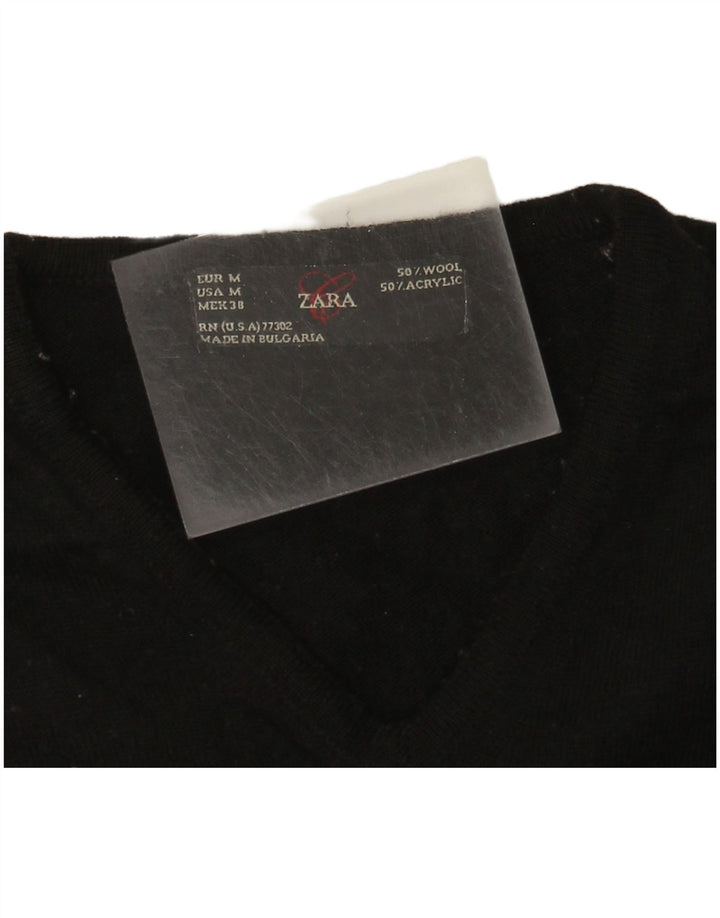 Zara Pull col V en laine noir moyen pour homme