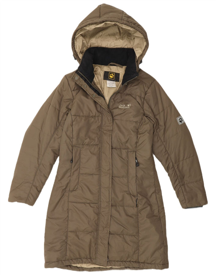 Jack Wolfskin Manteau rembourré à capuche pour femme UK 10 Petit Kaki Polyester