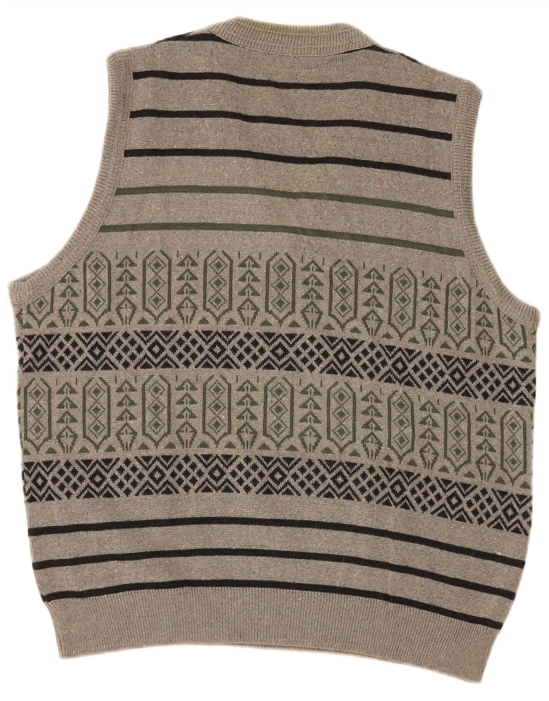 vintage Mens Vest Débardeur Grand Gris Géométrique Coton