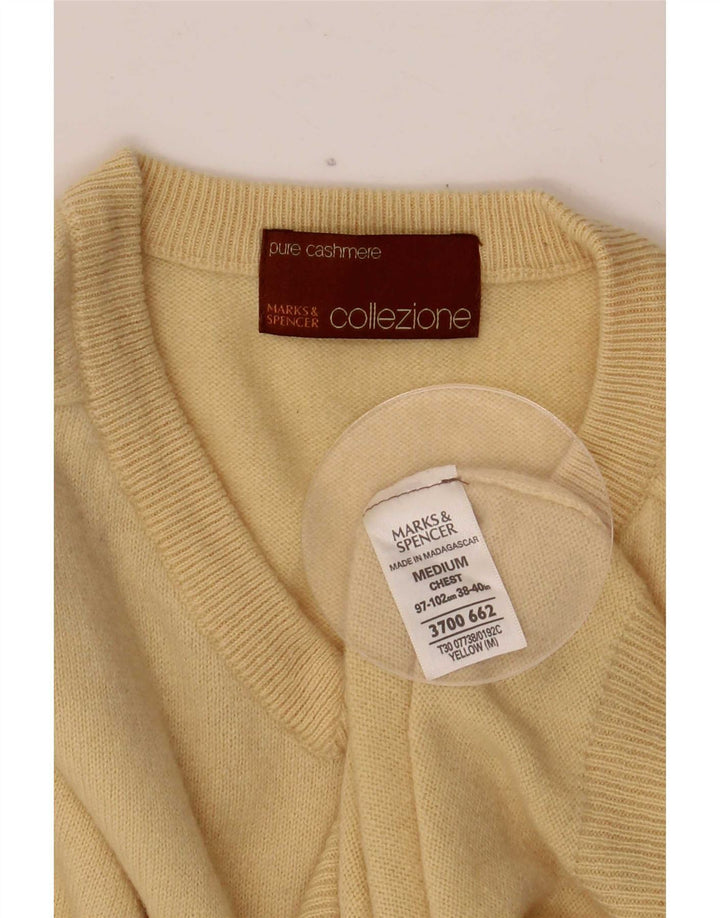 Marks & Spencer Pull Col V Homme Jaune Moyen Cachemire