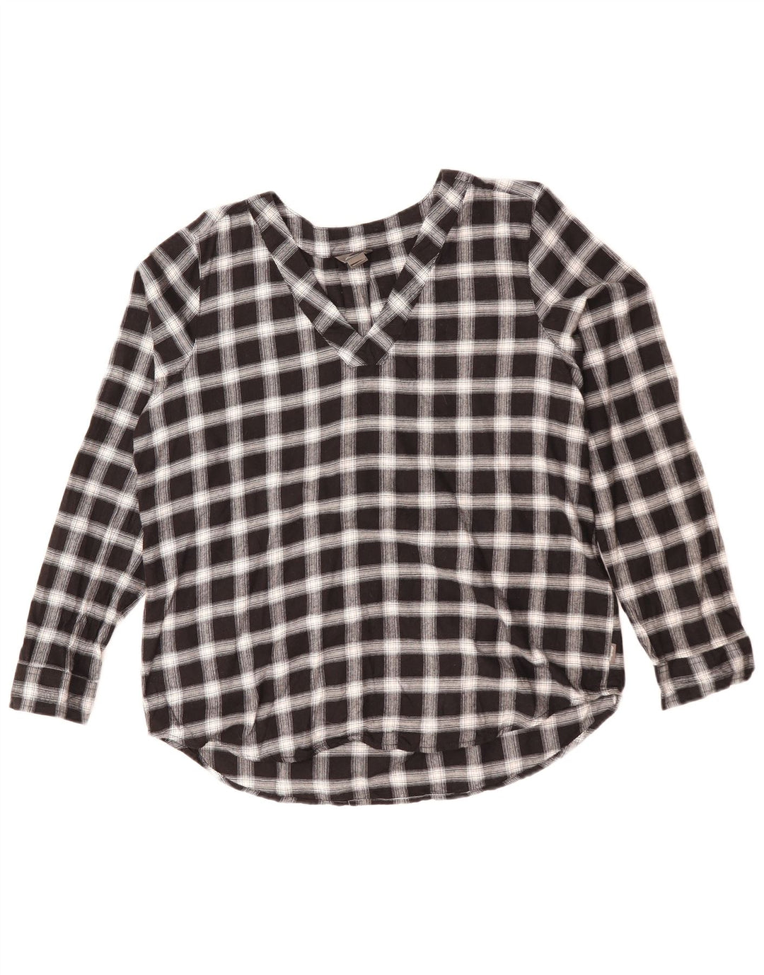 Eddie Bauer Chemise ample pour femme UK 14 en coton à carreaux noirs moyens