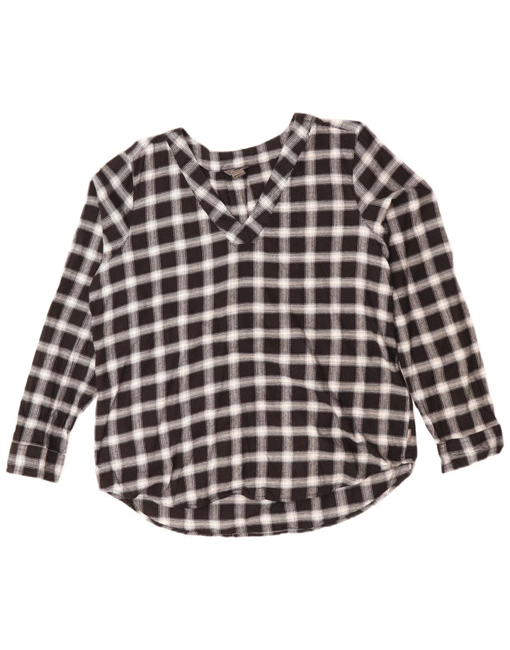 Eddie Bauer Chemise ample pour femme UK 14 en coton à carreaux noirs moyens