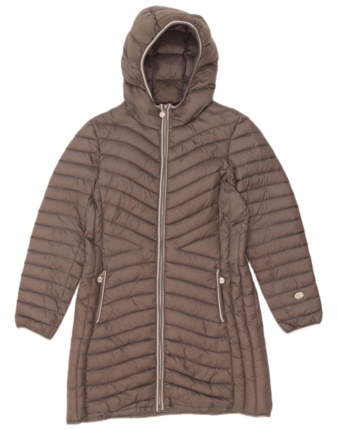 Champion Manteau matelassé à capuche pour femme IT 46 Large Gris Polyamide