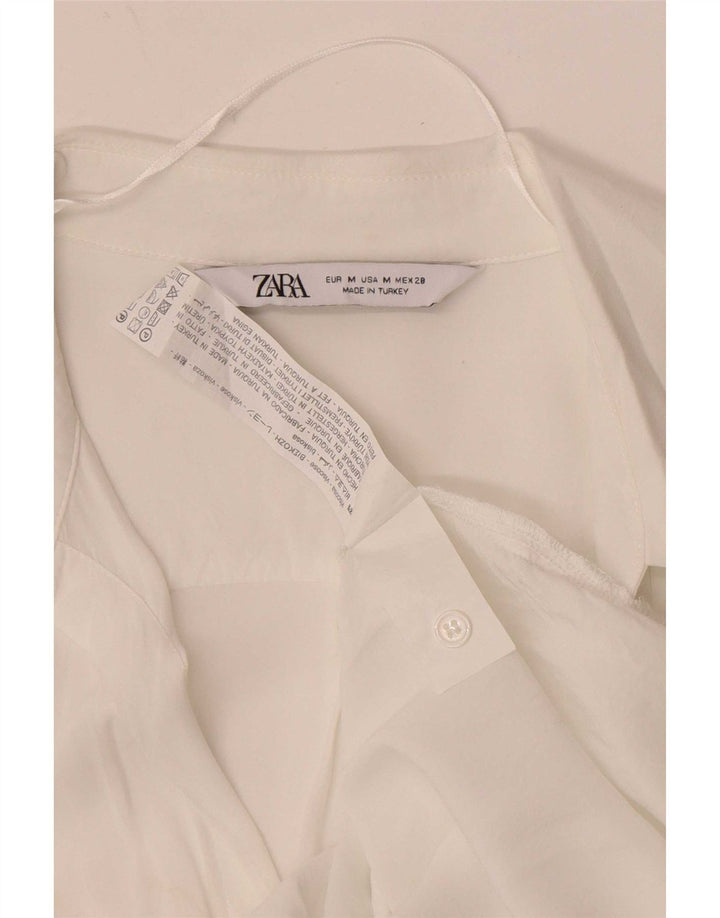 Zara Chemisier Femme Chemisier UK 12 Medium Blanc Viscose