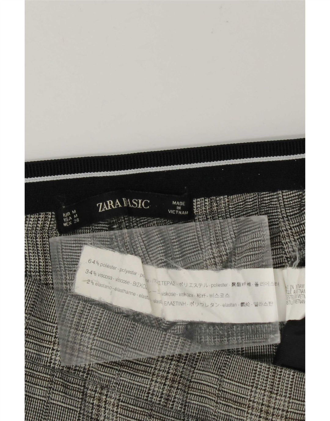 Zara Pantalon de costume droit pour femme Medium W28 L27 Gris à carreaux Polyester