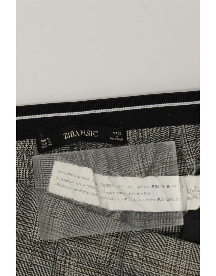 Zara Pantalon de costume droit pour femme Medium W28 L27 Gris à carreaux Polyester