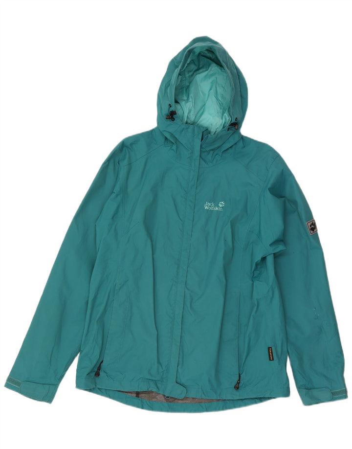 Jack Wolfskin Veste de pluie à capuche pour femme UK 18 XL Turquoise Polyamide