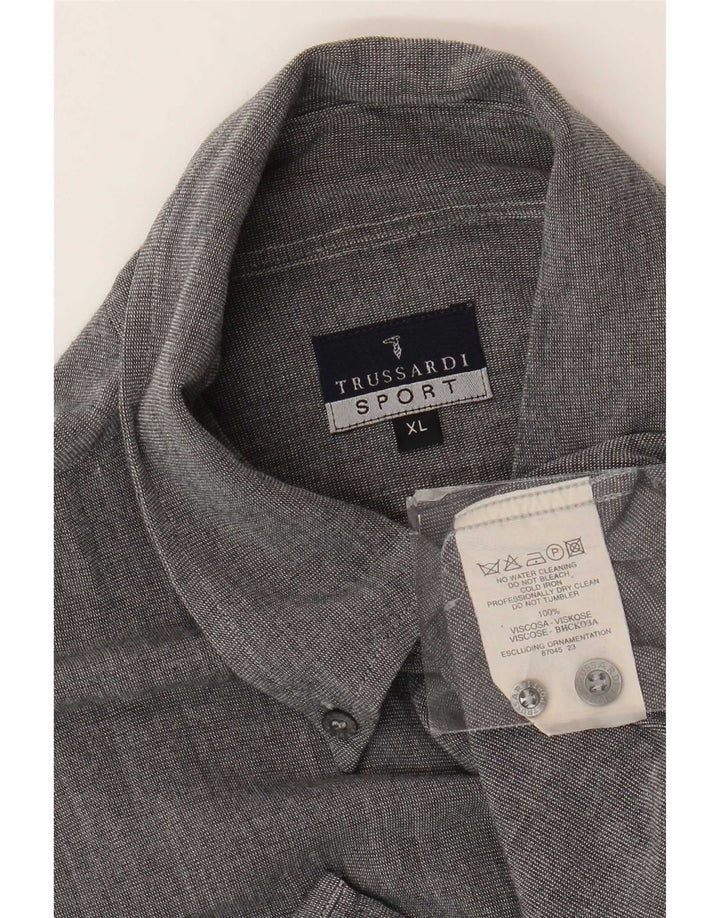 Trussardi Chemise XL Gris Viscose Homme