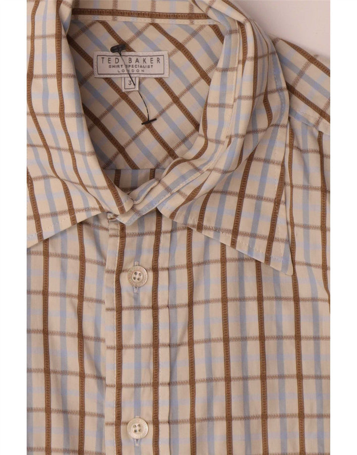 Ted Baker Chemise homme taille 3 coton à carreaux beige moyen