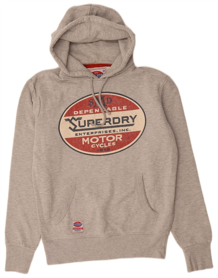 SUPERDRY Pull à Capuche Graphique Homme Gris Moyen Coton