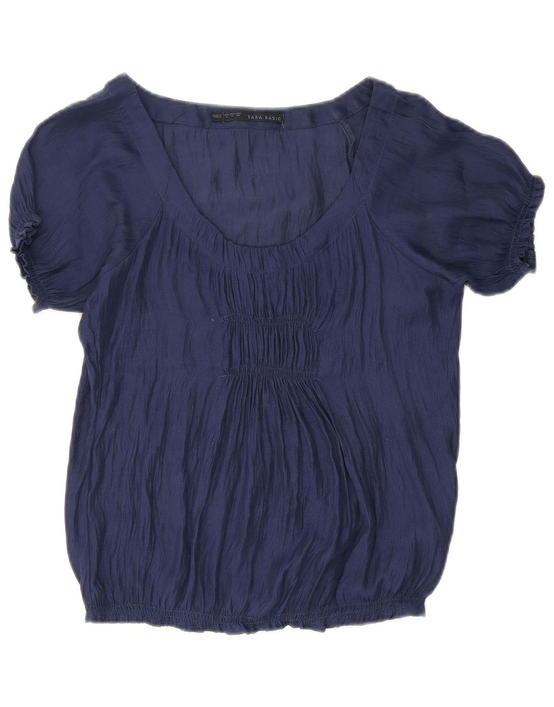 Zara Femme Chemisier Top UK 12 Bleu Marine Moyen