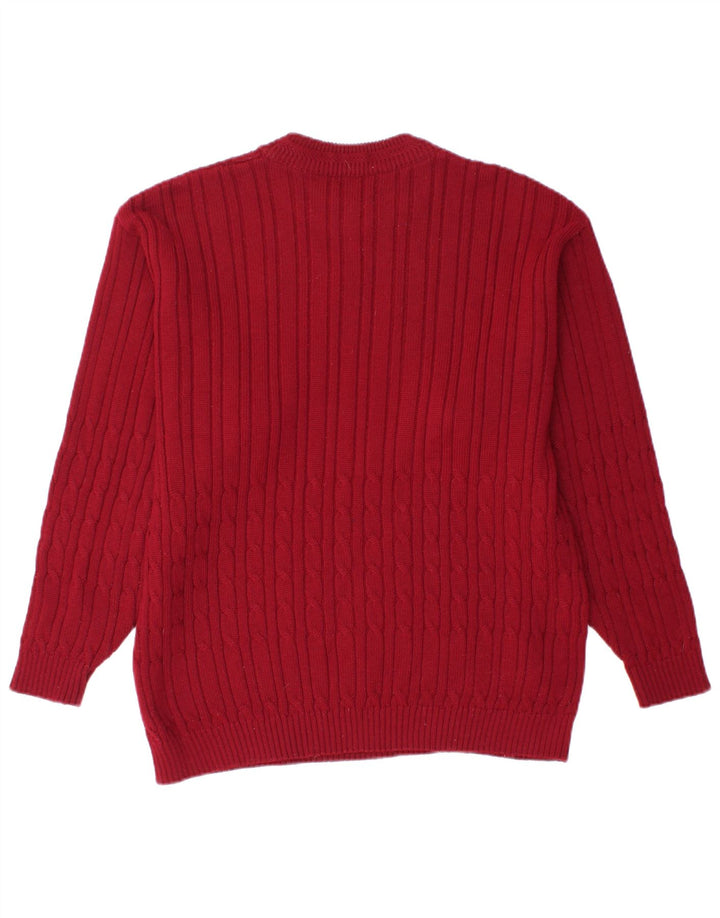 VINTAGE Pull à col rond pour homme en laine marron moyen