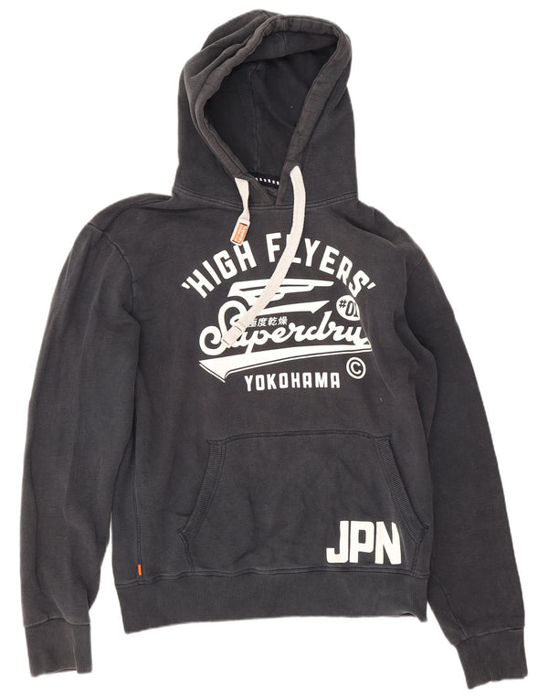 Superdry Mens Graphic Hoodie Jumper XL Navy Blue Cotton