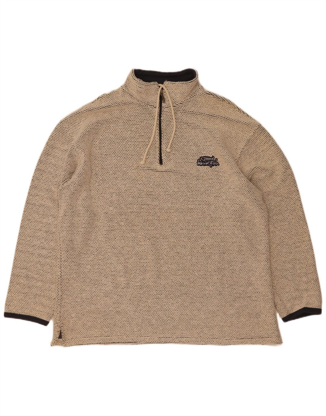 Weird Fish Sweat-shirt col zippé pour homme XL en coton beige