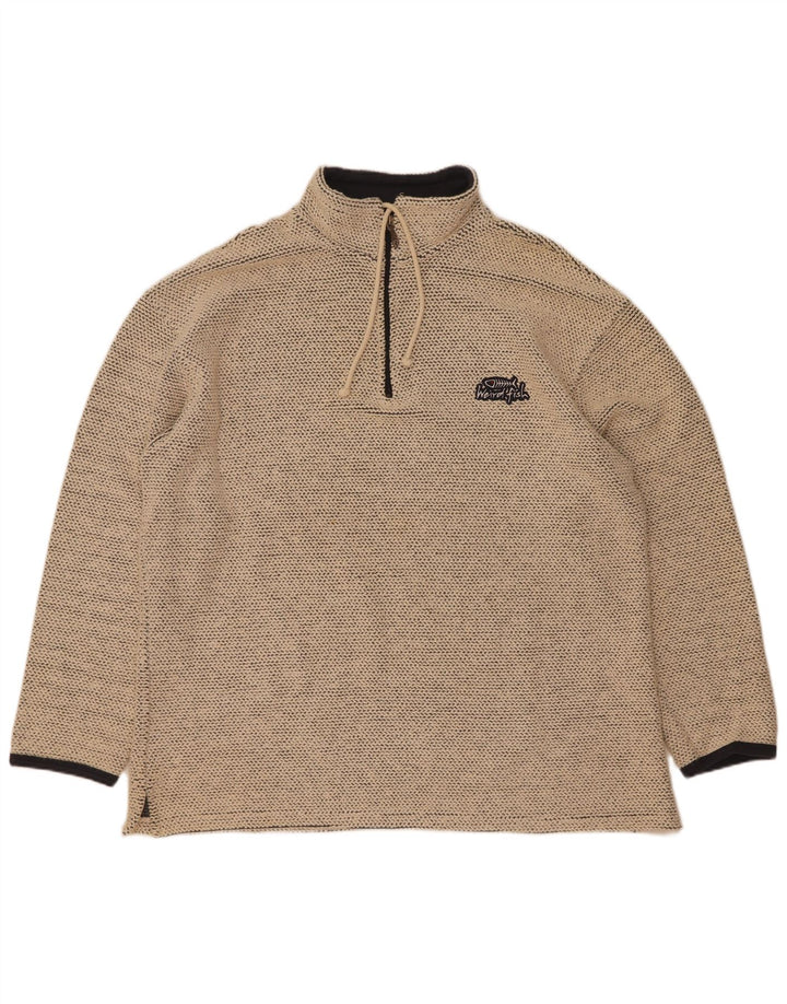 Weird Fish Sweat-shirt col zippé pour homme XL en coton beige