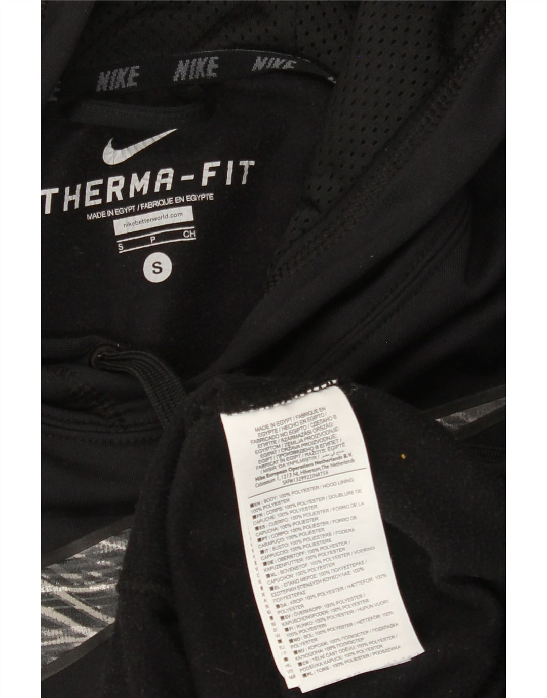 NIKE Pull à capuche graphique Therma-Fit pour hommes, petit, noir, polyester