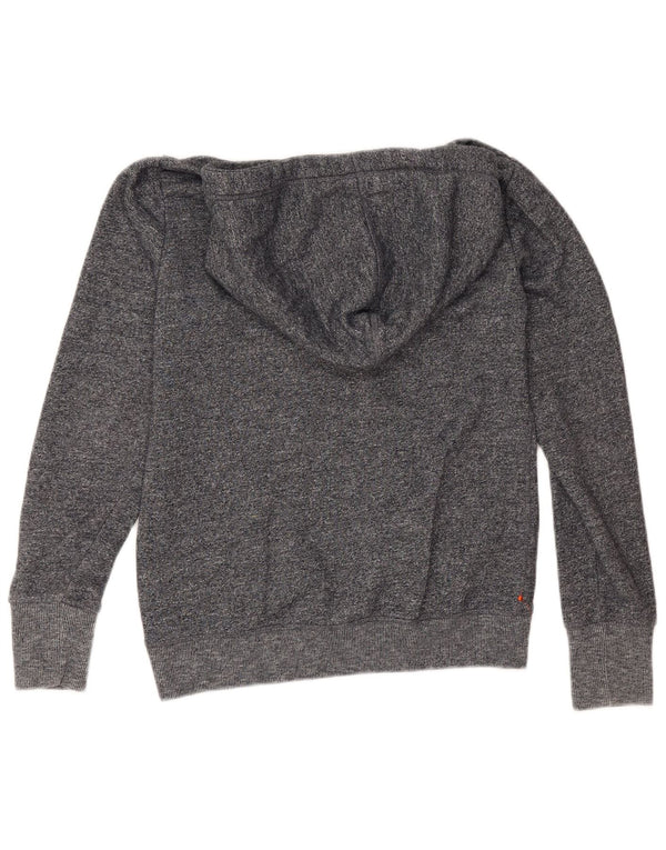 Superdry Pull à capuche graphique pour femme UK 12 Coton moucheté bleu marine moyen