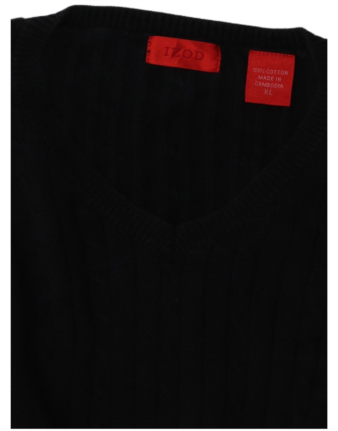 IZOD Pull col V Homme XL Noir Coton