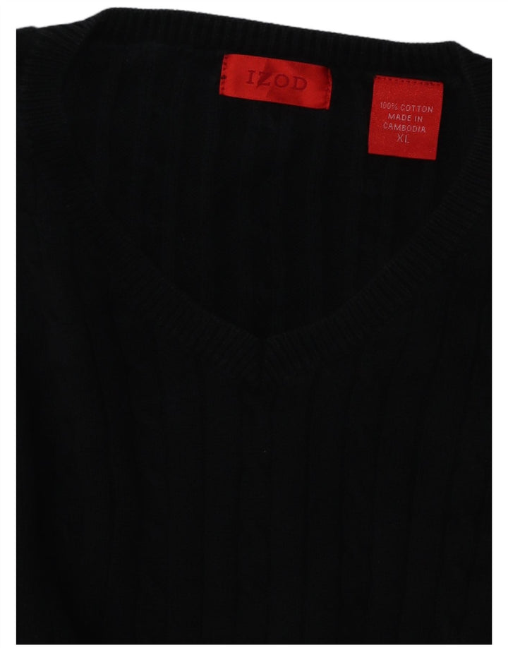 IZOD Pull col V Homme XL Noir Coton