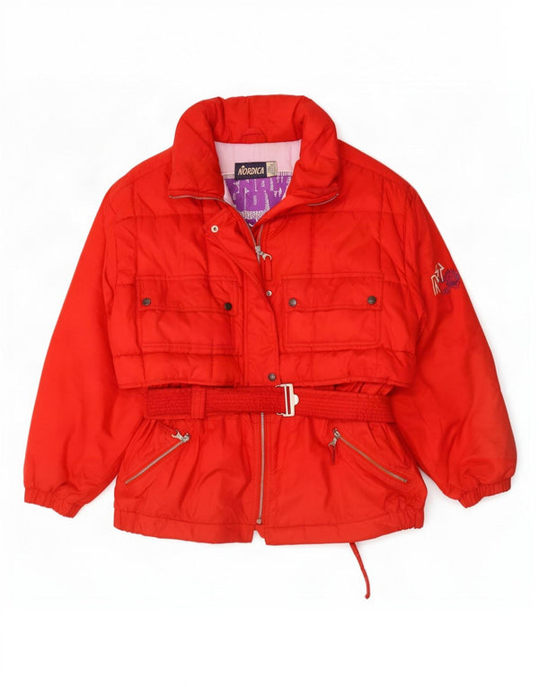 Nordica Veste de ski surdimensionnée à capuche pour femme IT 44 Rouge moyen Polyester