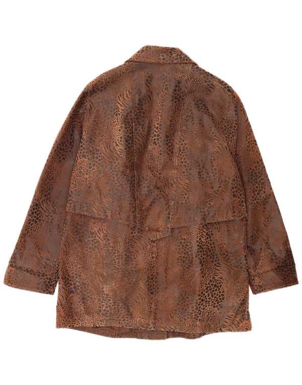 Yuppie Veste en cuir pour femme UK 18 XL Marron Imprimé animal