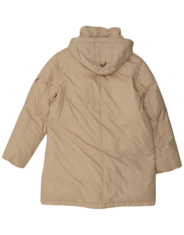 Dkny Manteau rembourré à capuche pour femme UK 44 Large Beige Polyester