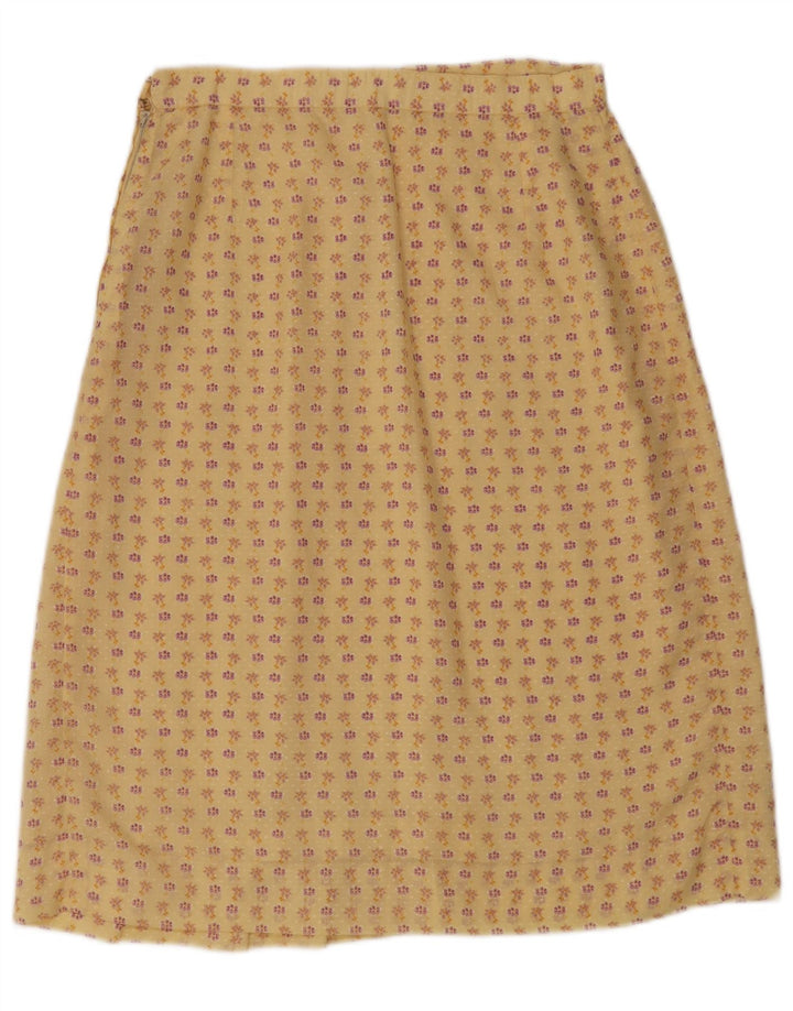 vintage Femme A-Line Jupe W30 Moyen Jaune Floral