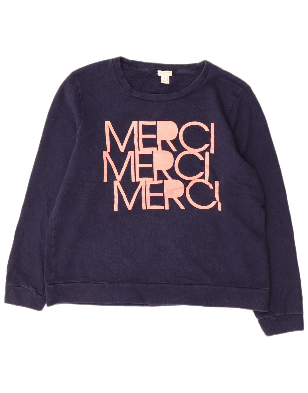 J. CREW Sweat-shirt graphique pour femme UK 16 Grand coton bleu marine