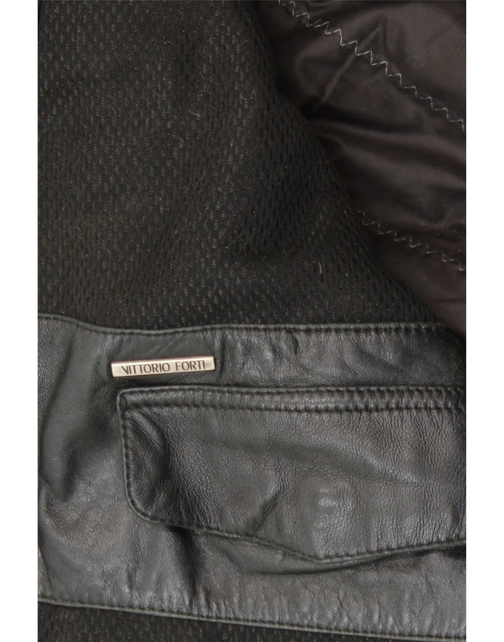 Vittorio Forti Blouson aviateur en cuir pour homme IT 50 Large Noir